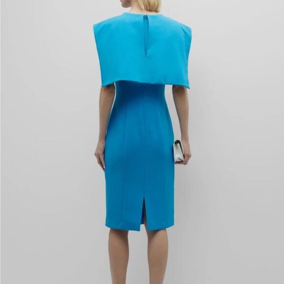 Black Halo Women's Blue Maxton V-Neck Sailor Collar Sheath Dress Size 2 $390 - Picture 5 of 6